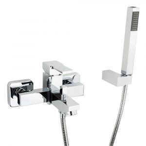 Exposed bathtube mixer with flexible 150 cm and duplex shower