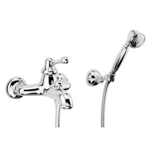 Exposed bathtube mixer with flexible 150 cm and duplex shower