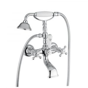 Exposed bathtube mixer with flexible 150 cm and duplex shower