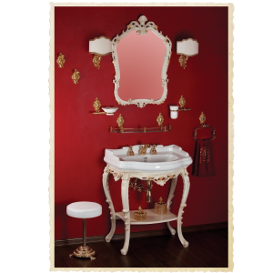 Wasbasin stand, mirror, washbasin, Bella