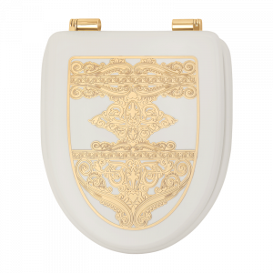 Copriwater Laccato Bianco, con decoro, Milady