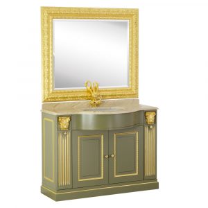 Top marmo, base per lavabo, specchiera, lavabo, Ravenna