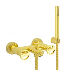 Exposed bath mixer with flexible 150 см and duplex shower