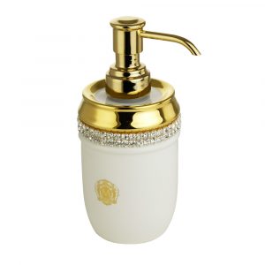 Dispenser, ceramic, color white, decor gold, Crystal