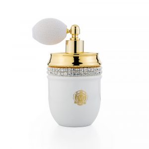Баночка для парфюма с помпой D7хH14 см, керамика, цвет белый, декор золото, Crystal