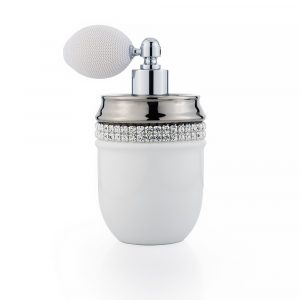 Баночка для парфюма с помпой D7хH14 см, керамика, цвет белый, декор платина, Crystal
