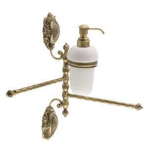 Towel holder with two swivelling arms and with dispenser, Ceramic