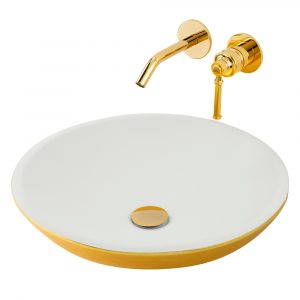 Inset basin, white/gold, ARENA