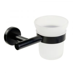 FORTIS, Tumbler holder, frosted glass/matt black