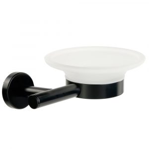 FORTIS, Soap dish, frosted glass/matt black