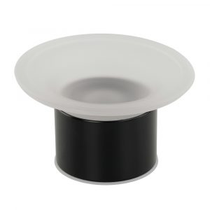 FORTIS, Soap dish, frosted glass/matt black