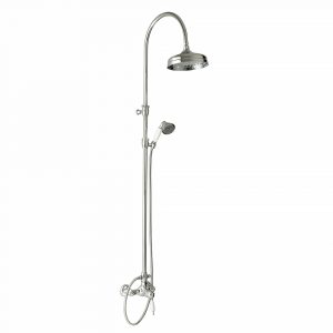 OXFORD. External bath mixer with spout complete of rigid riser and big shower