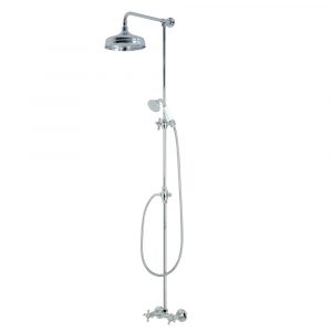 PRESTIGE. External bath mixer with spout complete of rigid riser and big shower