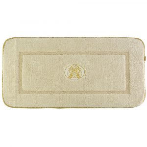 Коврик для ванной комнаты 60х120 см., вышивка логотип MIGLIORE, кремовый, окантовка золото