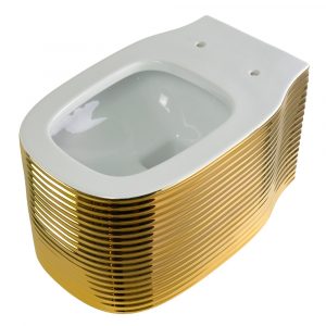 MARE The toilet is suspended, white ceramic/gold