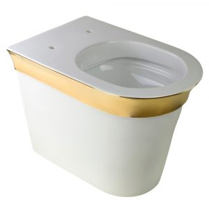 MONACO WC sospeso, ceramica bianca, oro