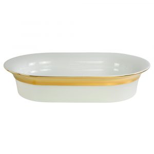 MONACO  Shell overhead, round, white ceramic, decor gold