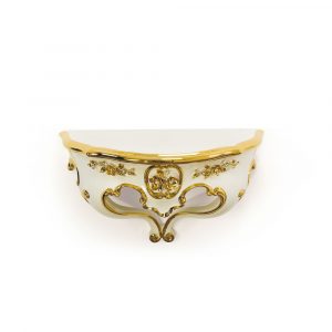 EMOZIONI Wall console 61x25x36 cm, ceramic, color white, decor gold, Crystal