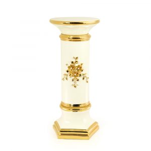 EMOZIONI Floor column H86 cm, ceramic, color white, decor gold, Crystal