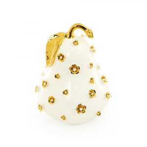 EMOZIONI Souvenir pear D26xH38 cm, ceramic, color white, decor gold, Crystal