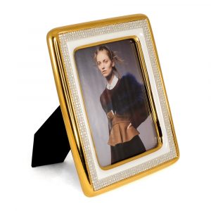 DUBAI Photo frame 26xH32 cm, Ceramic, color white, decor gold, Crystal