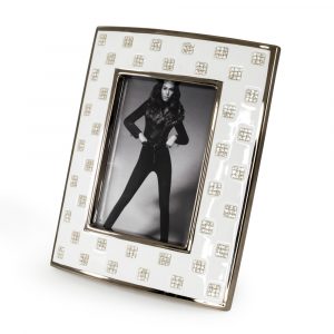 TOKIO Photo frame 28xH35 cm, ceramic, color white, decor platinum, Crystal