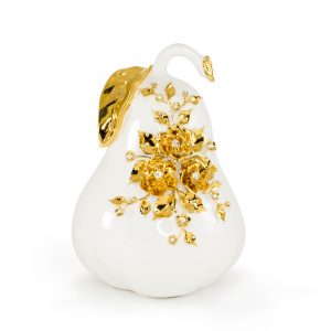 EMOZIONI Souvenir pera  Н38 cm, ceramica, Colore oro, Decorazione platino, cristallo