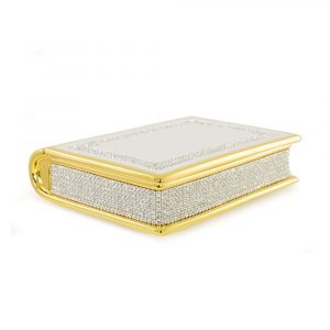 DUBAI Casket book 24.5×20.5 x H.7 cm, ceramic, color white, decor gold