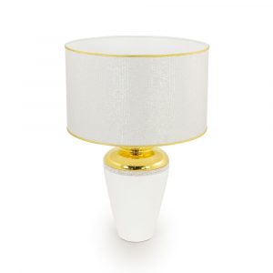 DUBAI Lampada, ceramica, Colore Bianco, Decorazione oro