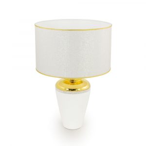 DUBAI Lamp, ceramic, color white, decor gold