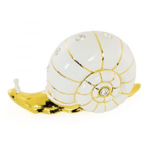 GIARDINO Snail figurine 17x7xH10 cm, ceramic, gold color, gold decor, Crystal