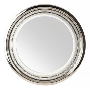 DUBAI The mirror is round d.69 cm., ceramics, color white, decor platinum, Crystal