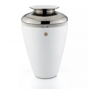 DUBAI Vaso D24xh36 cm, ceramica, Colore Bianco, Decorazione platino, cristallo