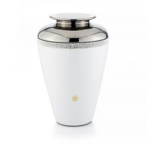 DUBAI Vaso D20хН30 cm, ceramica, Colore Bianco, Decorazione platino, cristallo