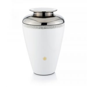 DUBAI Vaso  D20хН30 cm, ceramica, Colore Bianco, Decorazione platino, cristallo