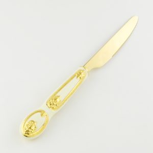 BAROQUE Coltello da tavola con decorazione, ceramica / acciaio inox, color crema, decor oro