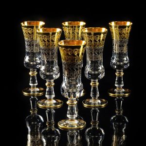 CREMONA Champagne glass 200 ml, set of 6 pcs, crystal/decor gold 24K