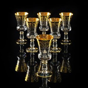 CREMONA Wine/water glass 300 ml, set of 6 pcs, crystal/decor gold 24K