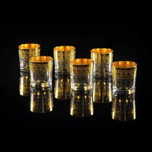 CREMONA Glass 300 ml, set of 6 pcs, crystal/decor gold 24K