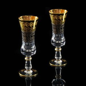 CREMONA Champagne glass 200 ml, set of 2 pcs, crystal/decor gold 24K