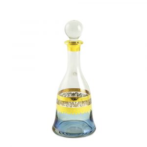 ADRIATICA Decanter 1L. H30cm, cristallo blu / decorazione oro 24K / platino