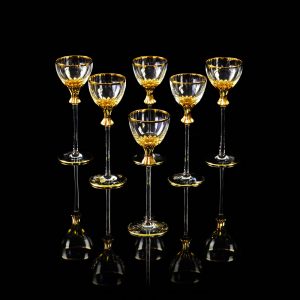 OPERA Shot glass 80 ml, set of 6 pcs, crystal/decor gold 24K