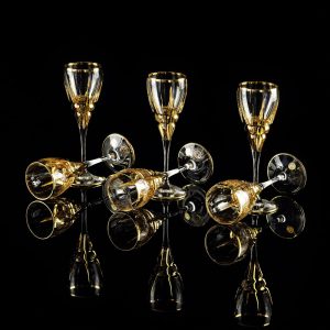 BARON Glass 60ml, set of 6 pcs, crystal/decor gold 24K