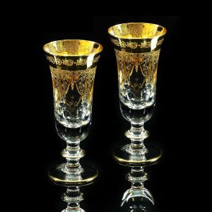 DINASTIA Champagne glass 220 ml, set of 2 pcs, crystal/decor gold 24K