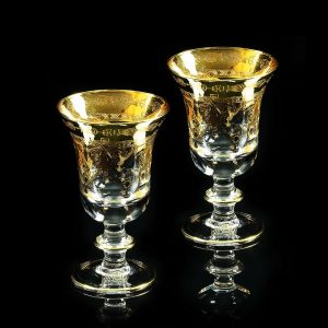 DINASTIA Wine/water glass 220 ml, set of 2 pcs, crystal/decor gold 24K