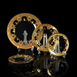 DINASTIA Set of 4 plates, crystal/decor 24K gold