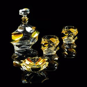 POCKER Decanter per whisky 0,85 l. H 24cm, cristallo / decorazione oro 24K
