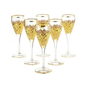 NEW DRINK Shot glass, set of 6 pcs, crystal/decor 24K gold