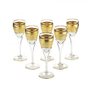 NEW DRINK Shot glass, set of 6 pcs, crystal/decor 24K gold