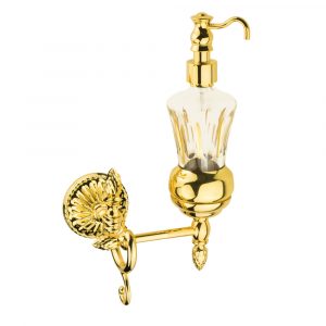 Dispenser di sapone liquido a parete, decorazione di cristallo oro / oro